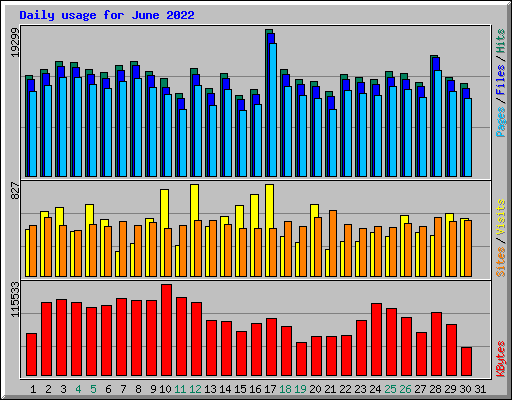 Daily usage for June 2022