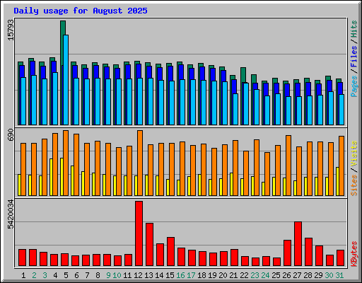 Daily usage for August 2025